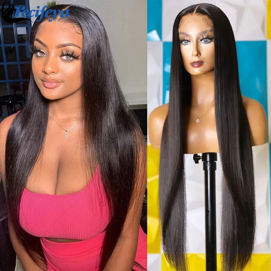 Bone Straight Lace Closure Human Hair Wigs 8-30 Inch Brazilian Straight Hair Lace Front Wig 30 Inch HD 5x5 Lace Closure Wig