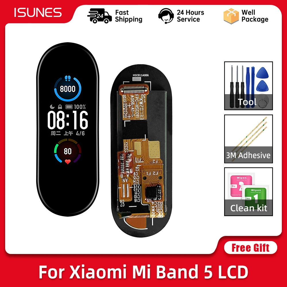 ЖК-дисплей 1 дюйма для Xiaomi Mi Band 5 сенсорный экран дигитайзер в сборе Новый