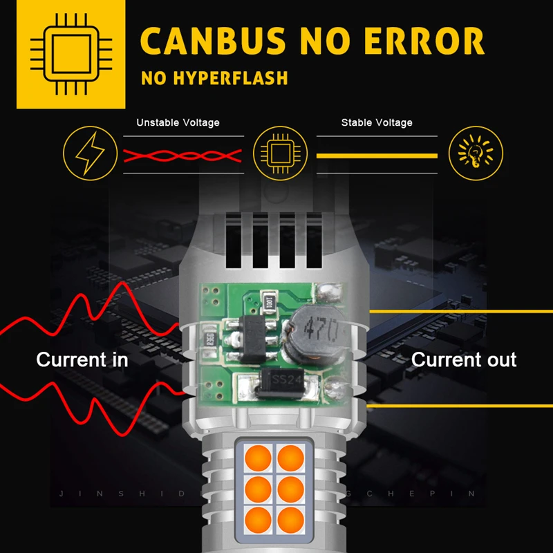 Katur 2 шт. Canbus T20 W21W WY21W 7440 7440NA светодиодный лампы указателя поворота без ошибок Hyper