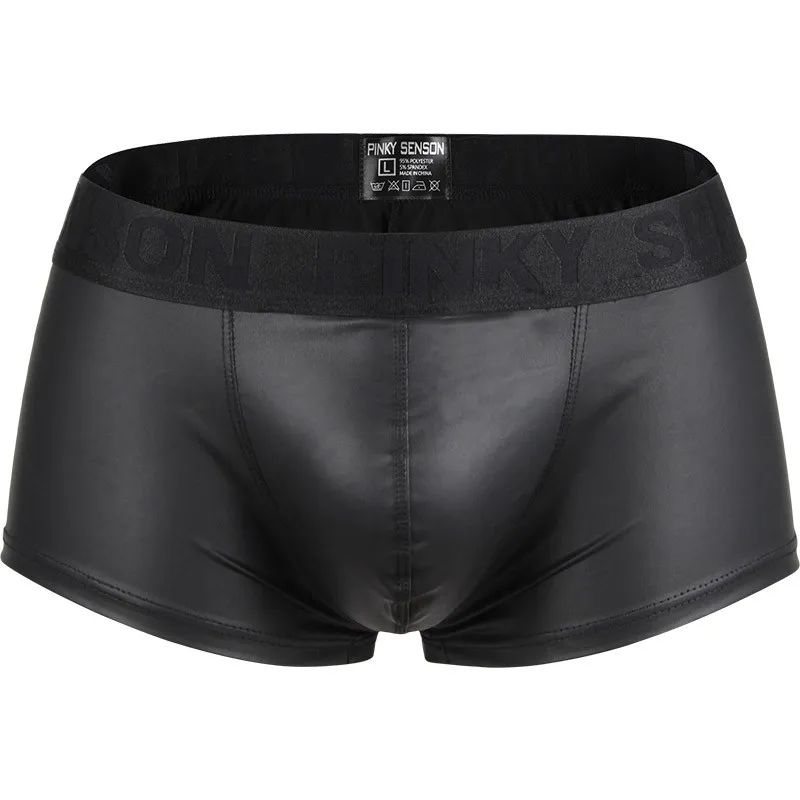 Brand Pinky senson boxers Underwear U Convex Pouch Sexy Men Slips Cueca Masculina Male Panties Gay Underpants Synthetic Leather