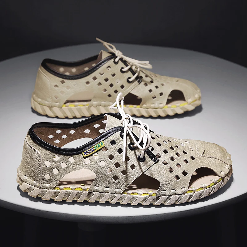 

Men's Leather Shoes Summer New Style Large Size Men's Sandals outdoor Beach shoes leisure Comfortable Fashion Sandals Slippers