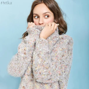 Женский вязаный свитер ARTKA, разноцветный теплый Свободный пуловер с круглым вырезом, на осень и зиму, YB11393Q, 2019