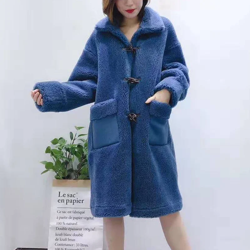 New wool arrive blends fur coat casual women clothes winter 2021 long parka real price with Horn Button faux leather jacket | Женская