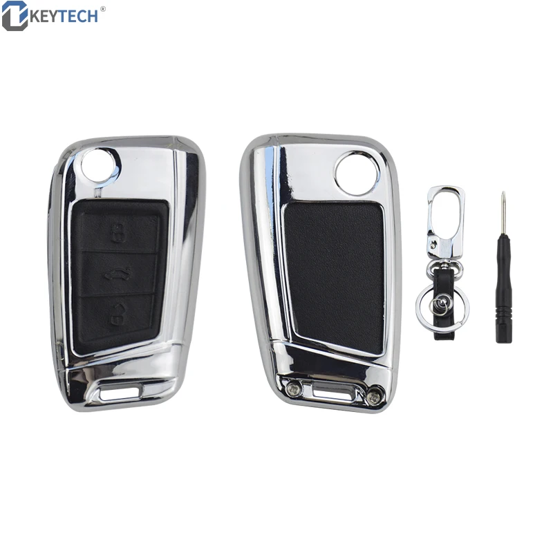 OkeyTech цинковый сплав + кожа Ключи дистанционного крышка чехол для Volkswagen Passat B7 B8 Skoda