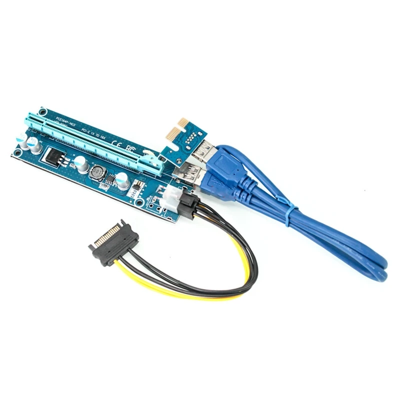 

006C PCIE Riser BTC Mining Miner Power Enhanced PCI-E Expansion Card PCI-E 1x to 16x Extender Adapter USB3.0 Cable