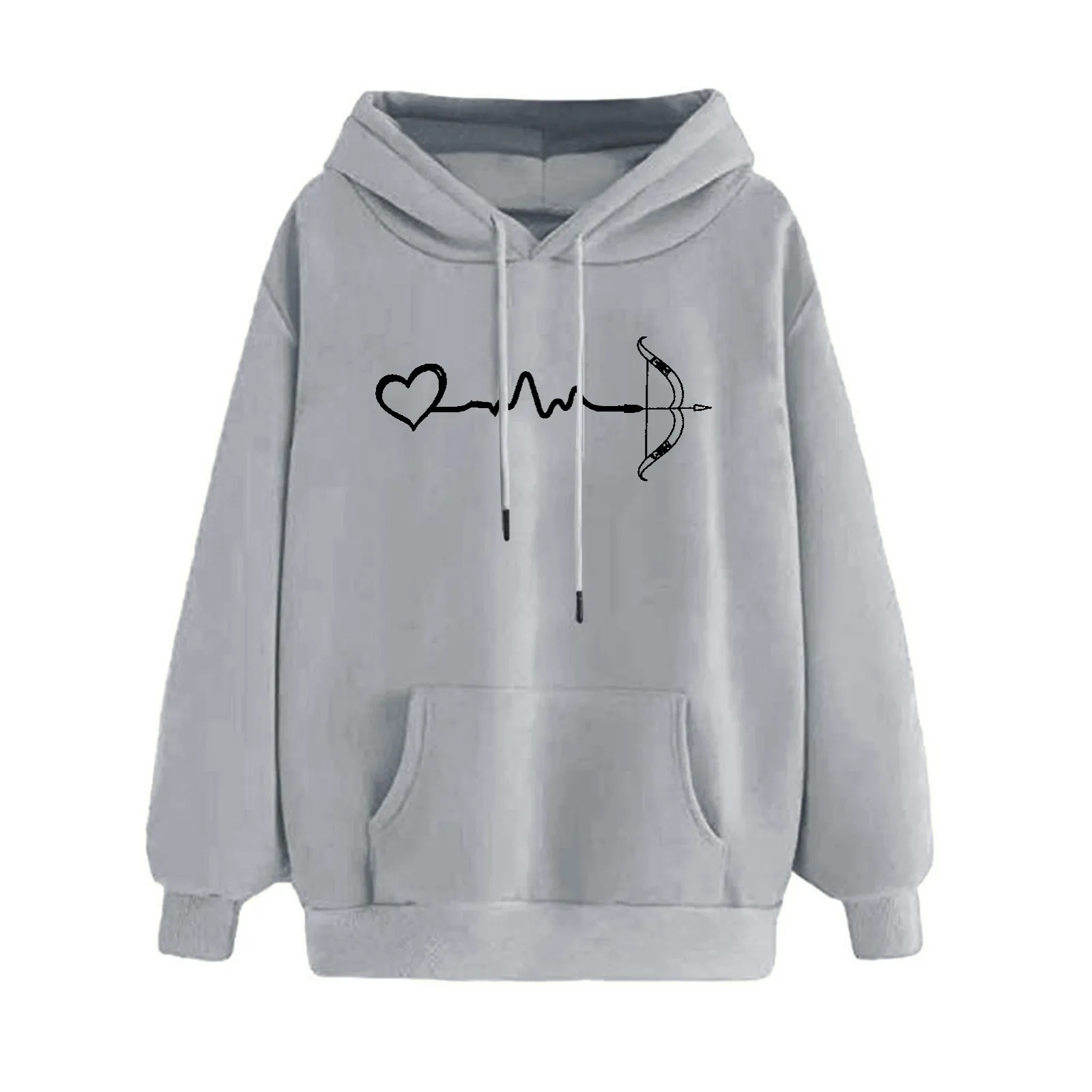 

oversized sweatshirt Women's Heartbeat Graph hoodies Autumn Winter Hooded Loose clothes women thick hoodie top clothing