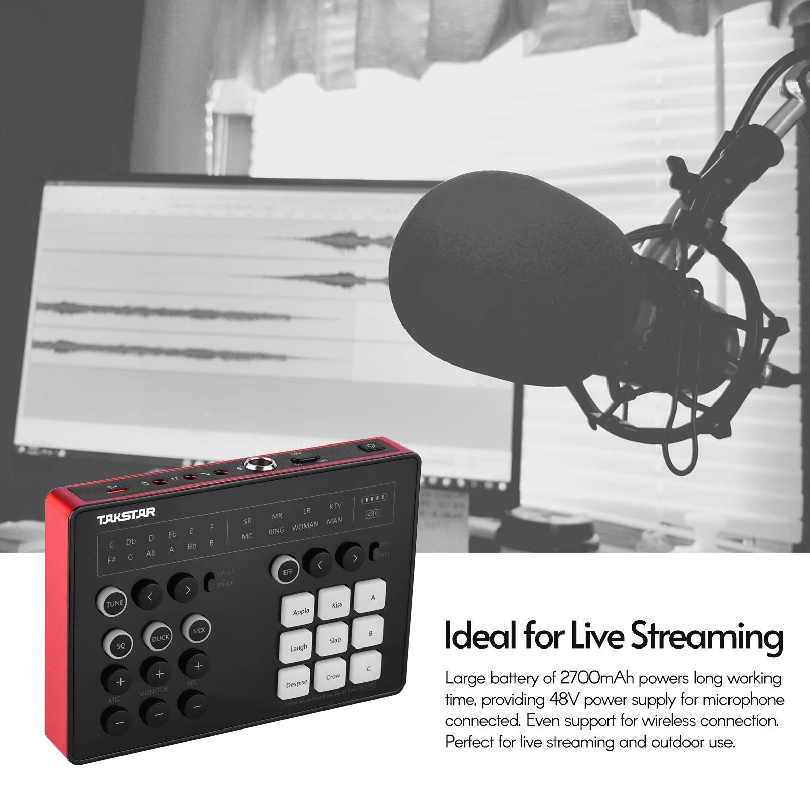 SC-M1 Live Broadcast Sound Card with DSP for Phone Tablet Computer Streaming Karaoke Recording |