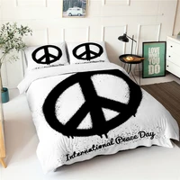black and white bedding sets peace symbol pattern double bedspread with pillowcases king queen size duvet cover