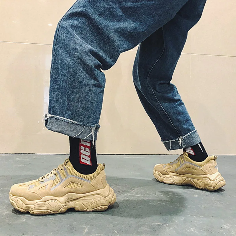 ADISPUTENT Men Chunky Sneakers Platform Thick Sole Casual Vulcanize Shoes Web Celebrity Dad Female Fashion Sneakers Designer
