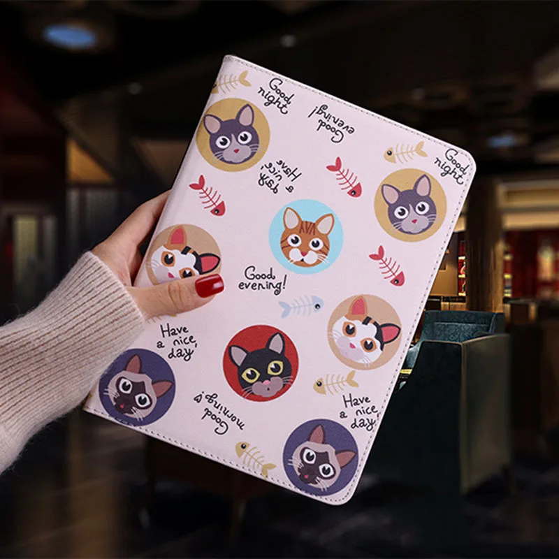 Новый чехол для планшета iPad Pro 11 с иллюстрацией кота, обложка из искусственной кожи с функцией автоматического открытия и стендом для Apple 2019.