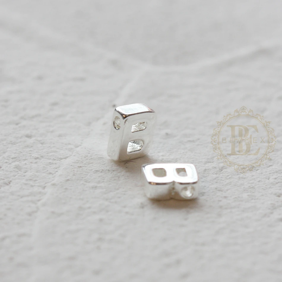 

2 Pieces Solid Brass Premium Silver Plated Alphabet Spacer - Letter Spacer - 6mm (4533-2C)