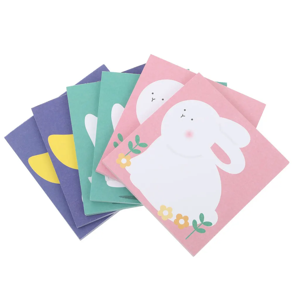 

6pcs Sticky Pads Cartoon Note Message Memo Pads Memo Stickers (Assorted Color)