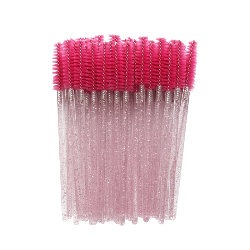 sh-br-pink-rose 50 шт./лот, одноразовая щетка для ресниц, тушь для ресниц, палочки, аппликатор, палочка для макияжа, косметические кисти, инструменты для наращивания, аксессуары - Handle Color: sh-br-pink-rose