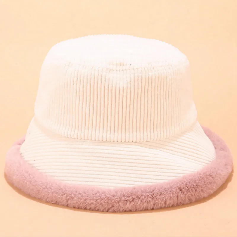 Теплая вельветовая зимняя панама женская повседневная утепленная бархатная с