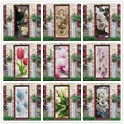 Цветы в вазе, обои, 3D наклейки на дверь для девочек, комнаты, спальни, домашний декор, настенная наклейка, ПВХ плакат, дверные украшения, наклейки