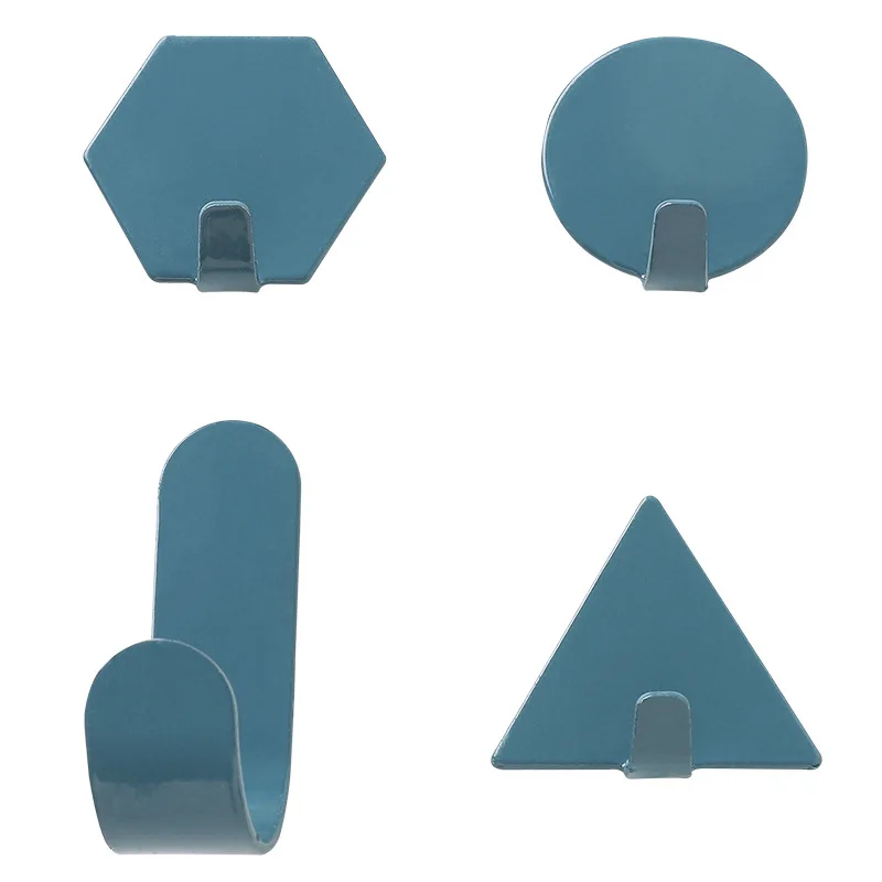 

4 Pce Non-marking wrought iron hook, strong sticking, maximum load-bearing 2KG, geometric free punch hook, wall decoration hook