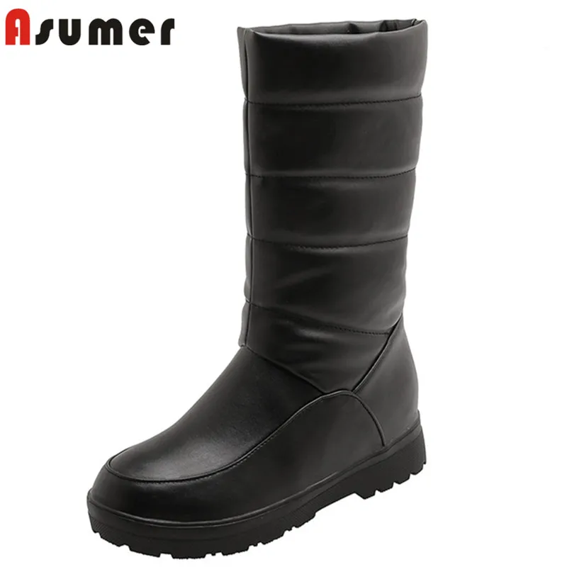 

ASUMER 2020 plus size 50 winter snow boots thick fur keep warm women ankle boots round toe comfortable flat casual shoes ladies