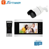 smart home video door phone intercom system 7 color screen moniter wide angle hd camera doorbell tuya remote control unlock