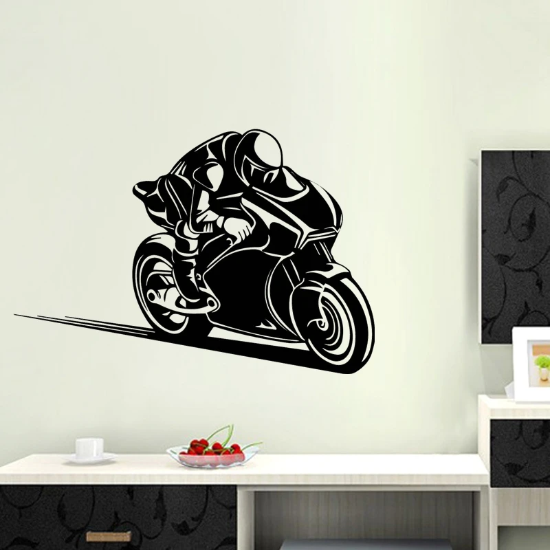 

Motorcycle Wall Sticker Racing Vinyl Decal Racer Home Decor Motorcyclist Bedroom Living Room Decoration Extreme Sports Art Mural