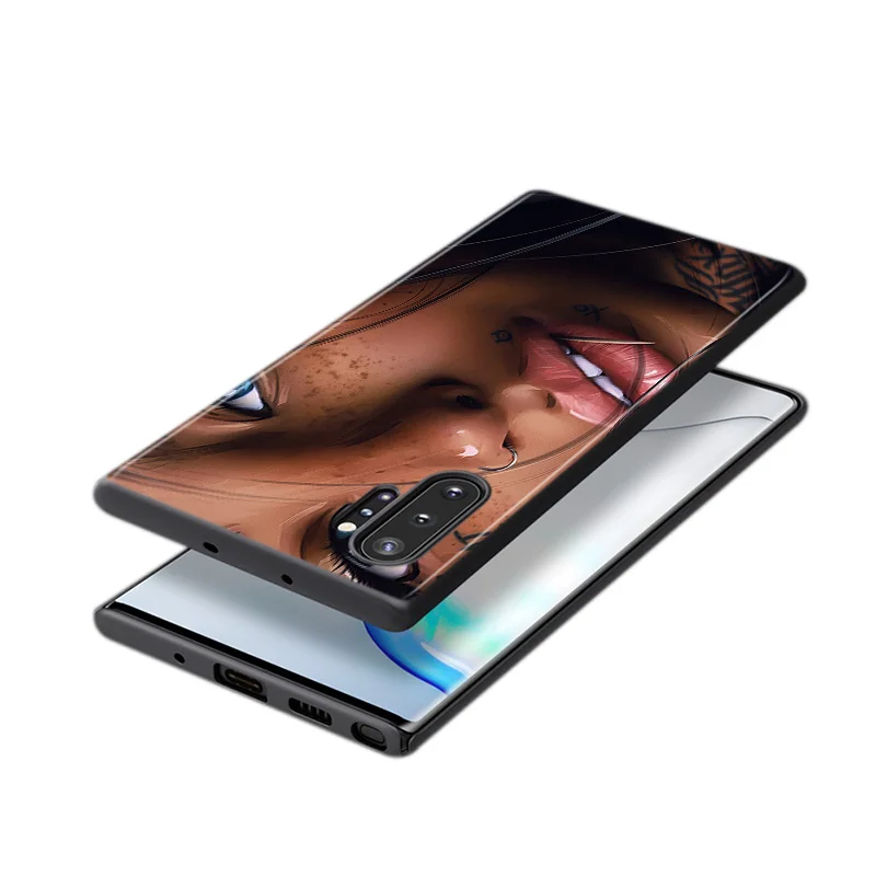 

Sexy Glaze Black Girl For Samsung Galaxy Note 20 10 9 8 S21 S10 S10E S9 S8 S7 Ultra Lite Plus Pro 5G Black silicone Phone Case