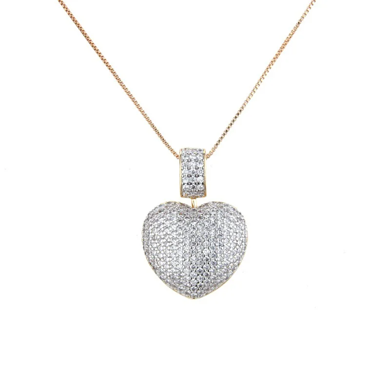 Heart colored zircon pendant Popular style zirconium copper electroplated loose stone necklace | Украшения и аксессуары