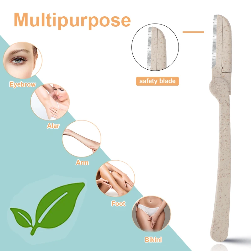 

Biodegradable Eyebrow Razor For Women Eco Friendly Safety Face Razor For Hair Removal (Pack of 12) Multipurpose Makeup Tools