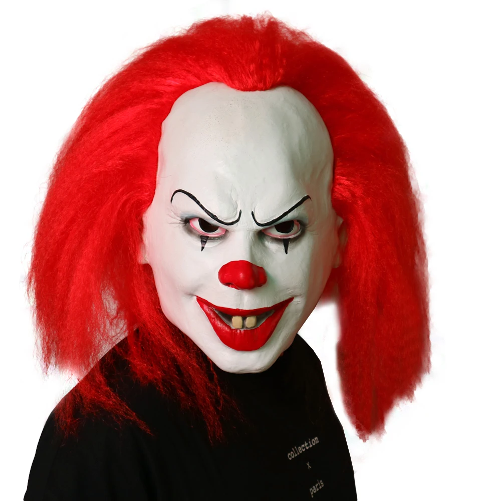 Movie It Chapter Two Stephen King's Pennywise Cosplay Masks Red Hair Clown Joker Halloween Props Latex Full Face | Тематическая