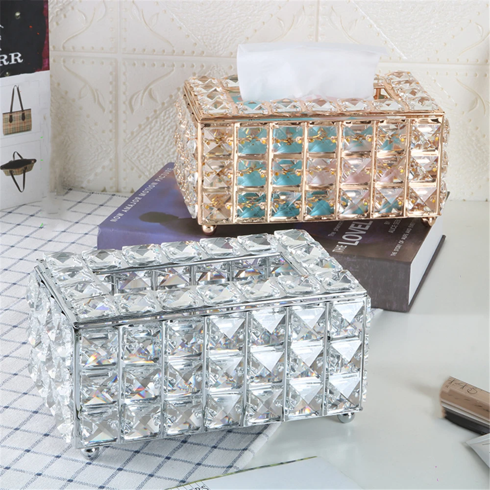 

Crystal Facial Tissue Box Holder Napkin Dispenser Cube Bedroom Office Hotel Cafe Home And Bar High Quality And Practical
