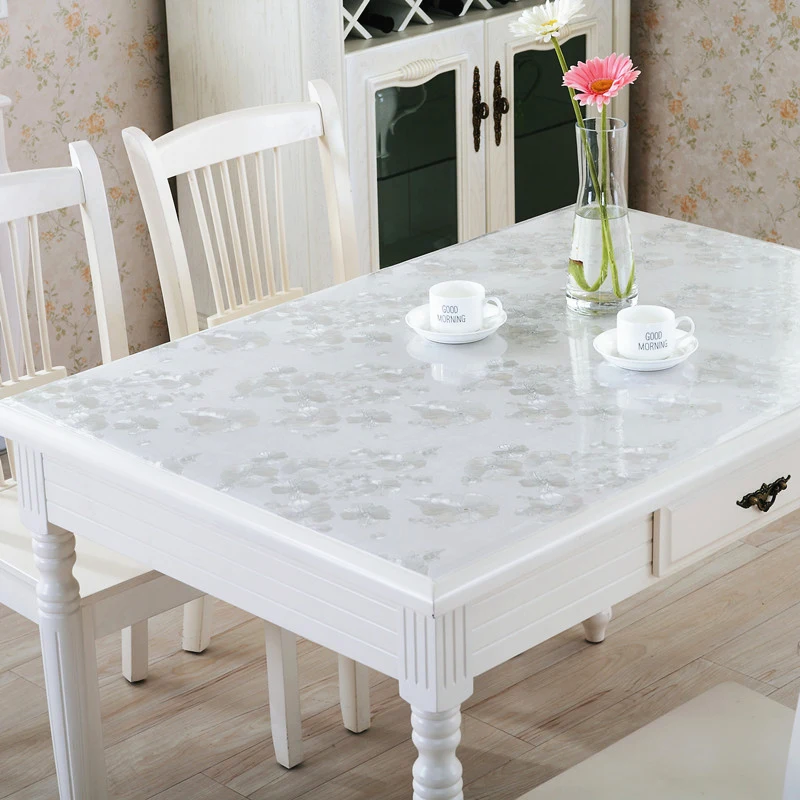 Qianyun Waterproof PVC Tablecloth Transparent Table Cover cloth Mat Kitchen Pattern Oil Cloth Glass Soft | Дом и сад