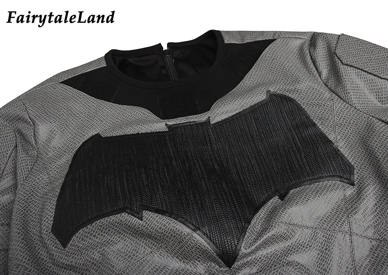 

Justice Bruce Cosplay Outfit with Mask Adult Men Superhero Grey Jumpsuit Boots Halloween Bat Costume Custom Made