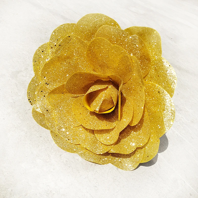 Новый яркий большой цветок розы искусственный блестящий порошок рождественские
