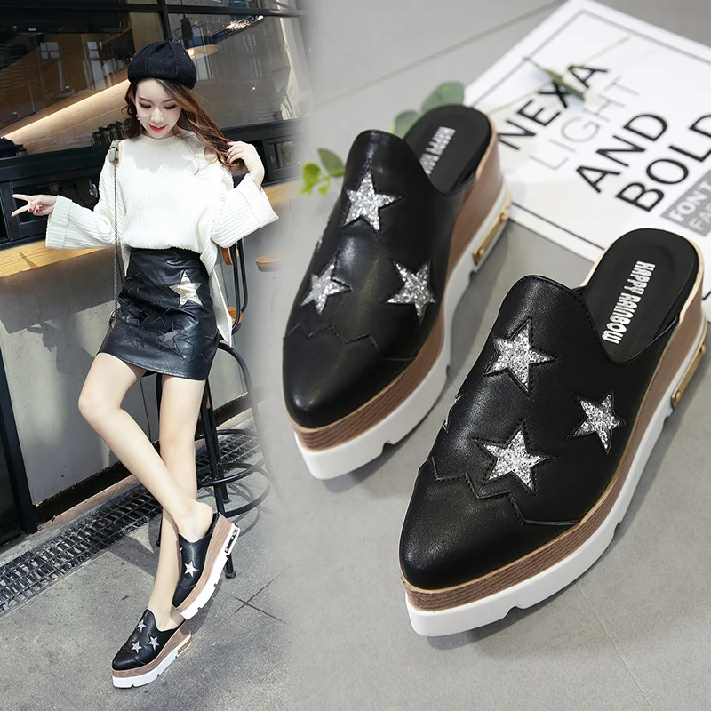 2019 г. Женские босоножки на танкетке высоком каблуке 7 см и платформе 4 5 блестящие