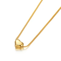 fashion gold color tiny heart necklace for women minimalist smooth heart shape pendant necklace dropshipping