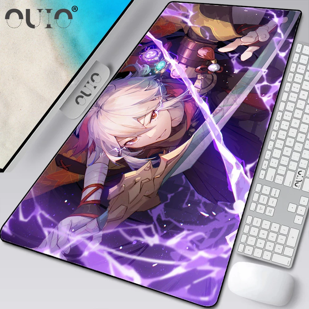 

OUIO 40*90cm Sexy Anime Girl Gaming Computer Large Mouse Pad Gamer Locking Edge Keyboard XXL DeskMat Keyboard PC MiceMats Csgo
