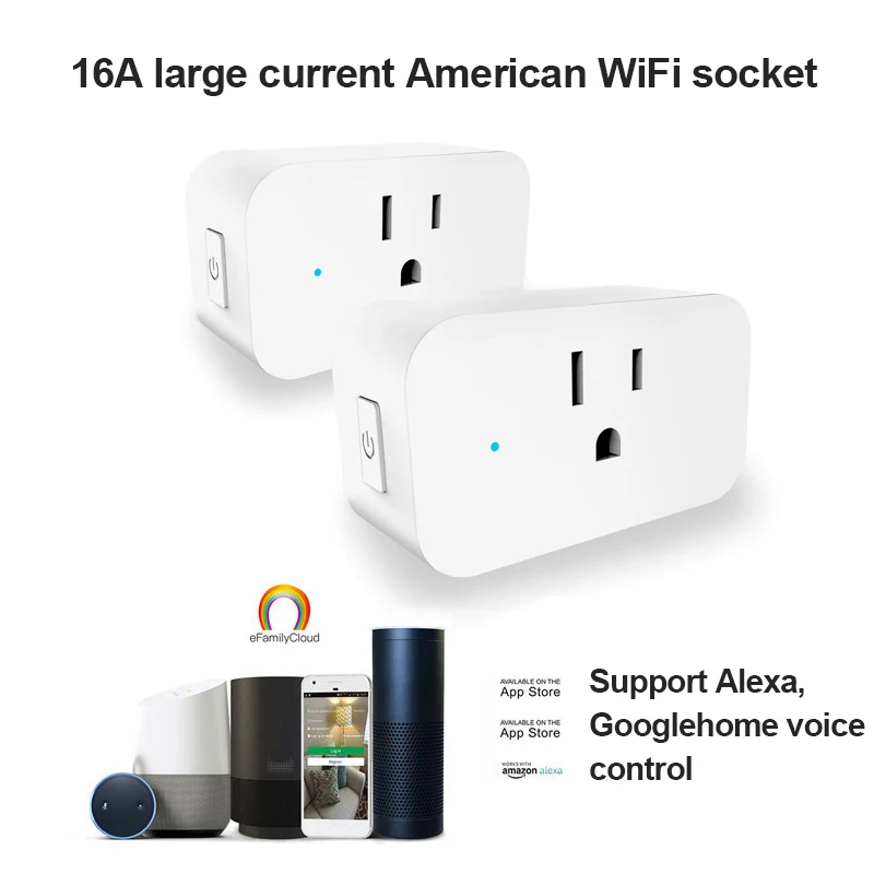 

Tuya Smart Socket Wifi Mobile Phone Timer Switch Socket Remote Control Smart Home Control US Plug Works With Alexa Google Home