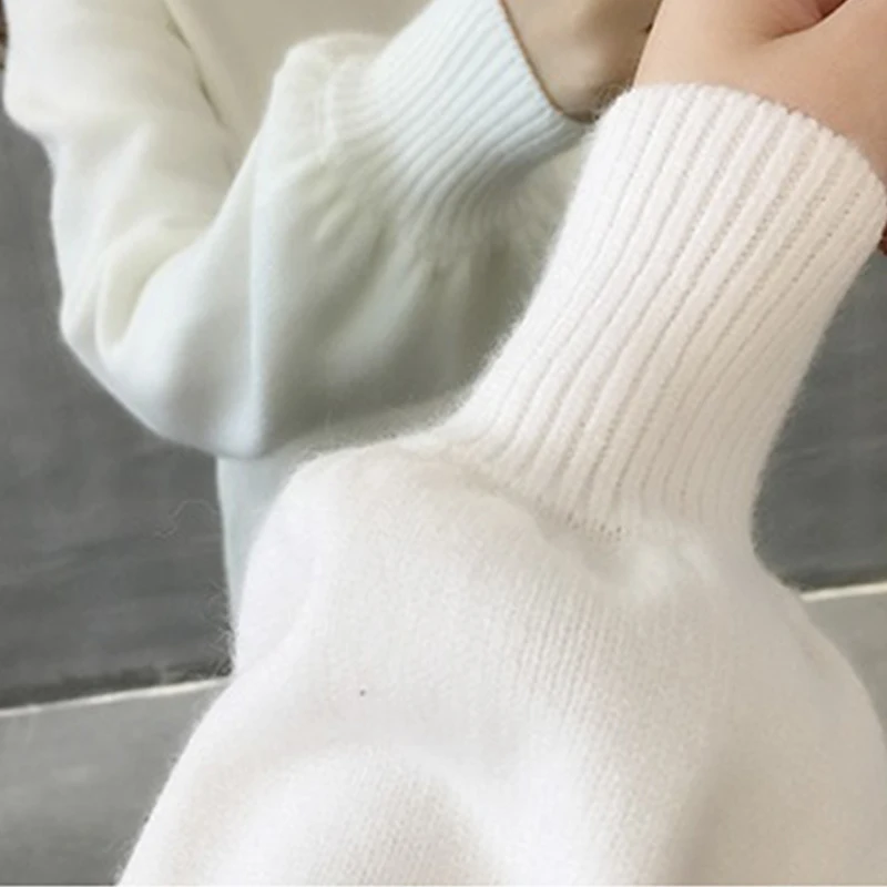 Женский вязаный свитер с высоким воротником розовая теплая рубашка в Корейском