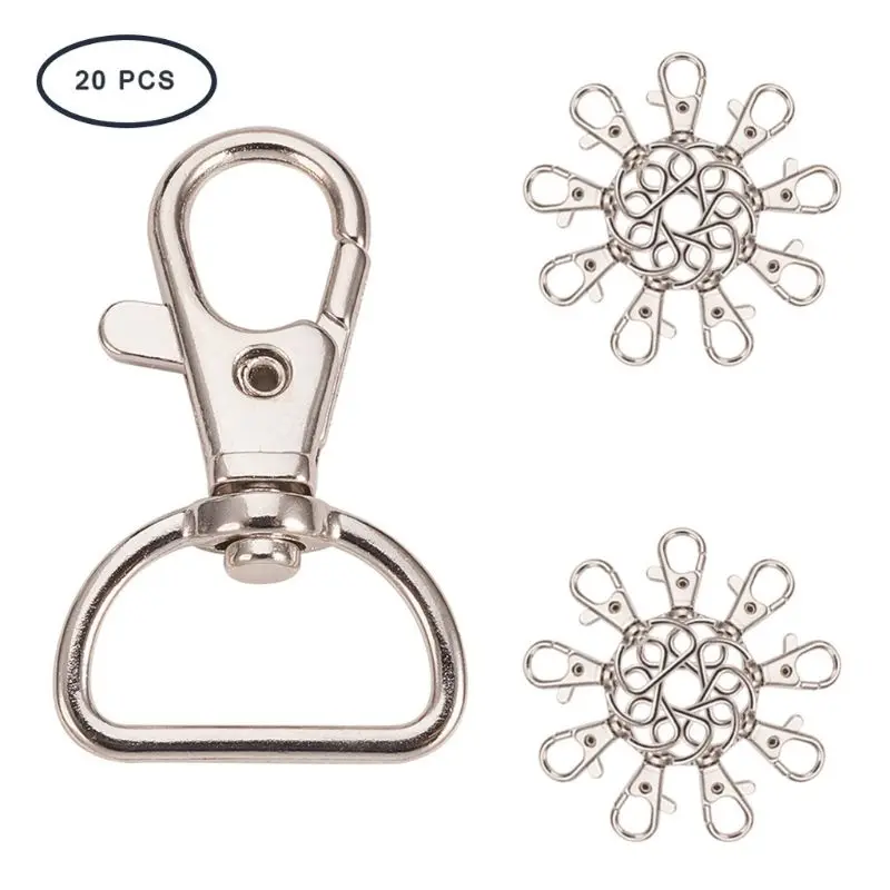 20Pcs 360° Swivel Trigger Snap Hooks Lobster Claw Clasp D Ring Keychain Findings | Украшения и аксессуары