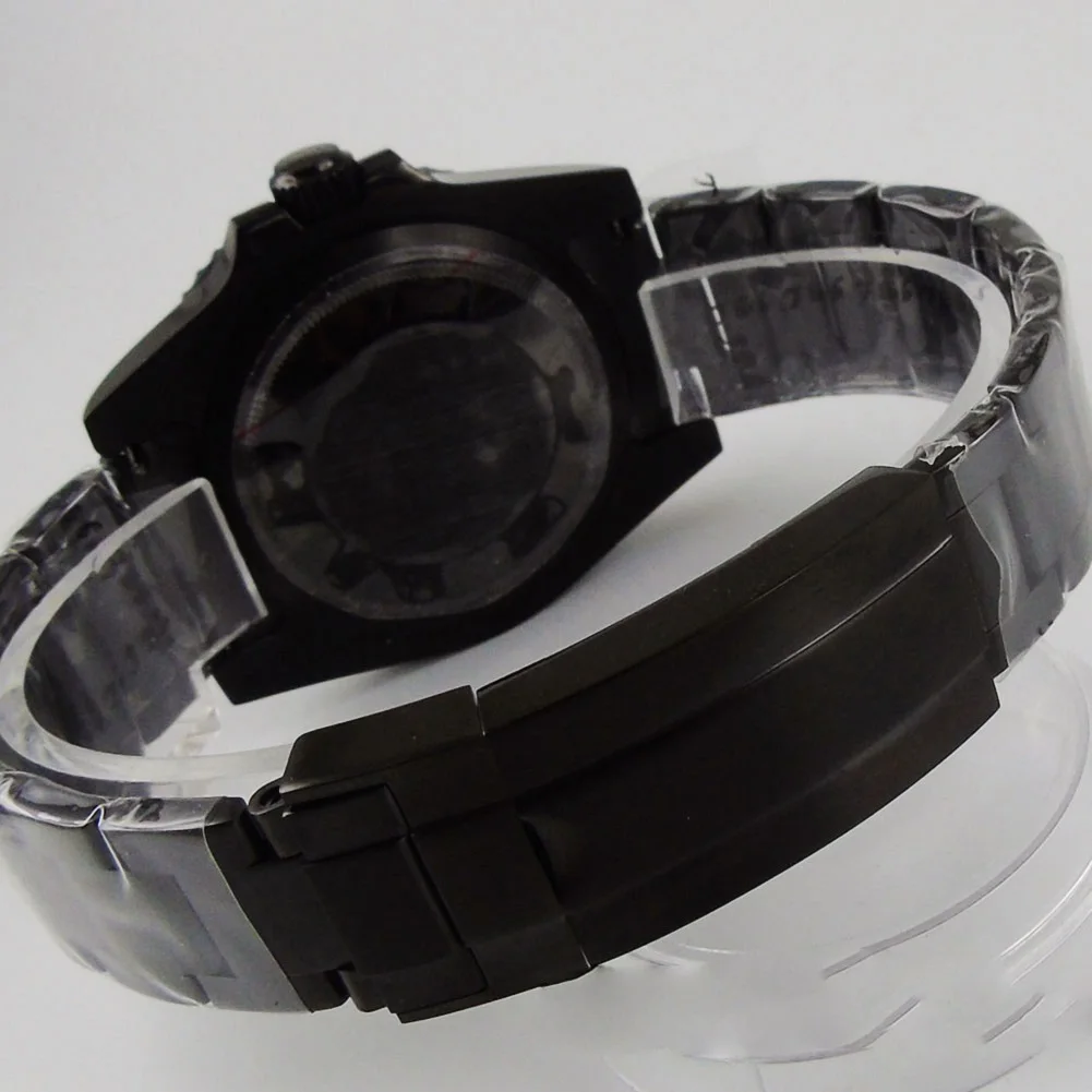 

Full Black PVD Plated 40mm Automatic Men Wristwatch Sapphire Glass MIYOTA 8215 Oyster Band Brushed Insert The Mens' Watches Gift