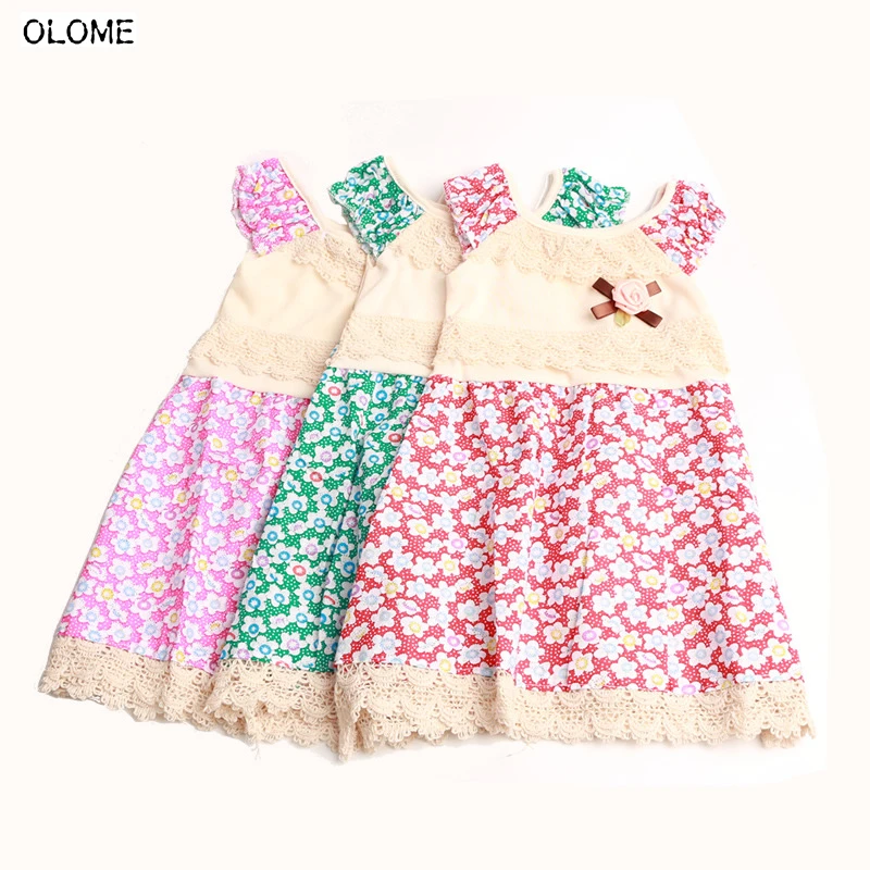 

OLOME Hot Summer Floral Camisole Girls Dress Artificial Flower One-piece Kid Girls Skirts Sleeveless Infant Girls Dress Holiday