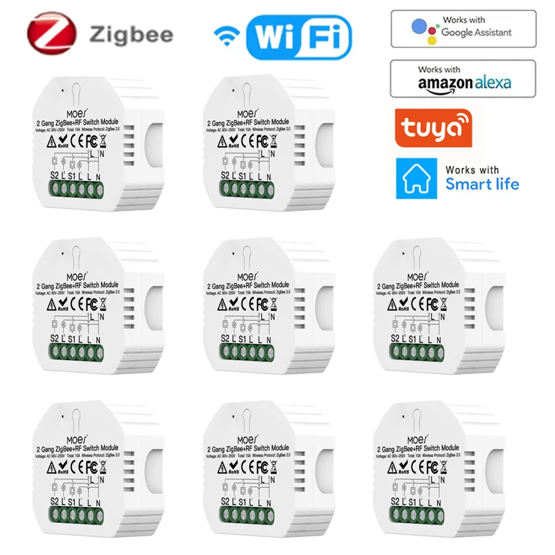 

1-8pcs ZigBee 3.0 Tuya Smart DIY WiFi Smart Light Switch Breaker Timer Wireless Remote Control With Alexa Google Home Smart Home