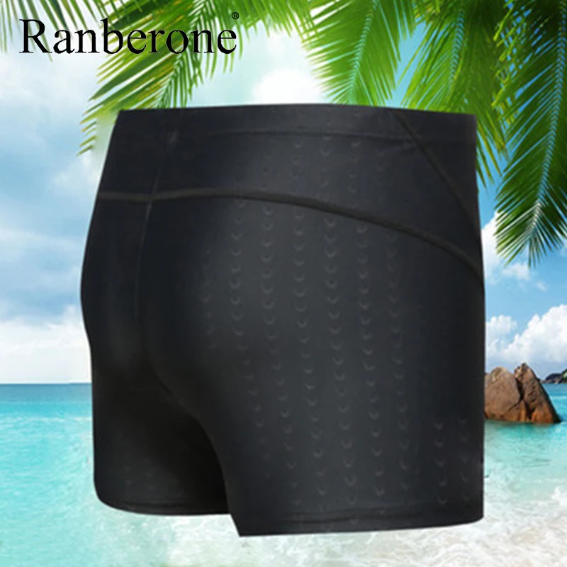 Ranberone New Swimming Trunks Men Waterproof Quick-Drying Shorts Sport Swimwear Men's Sharkskin Swim Trunks Mens Black Swimwear