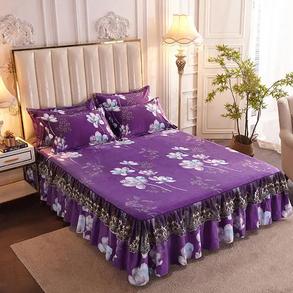 1 шт. кровать юбка на зиму теплые фланелевые Наматрасники мягкая простыня