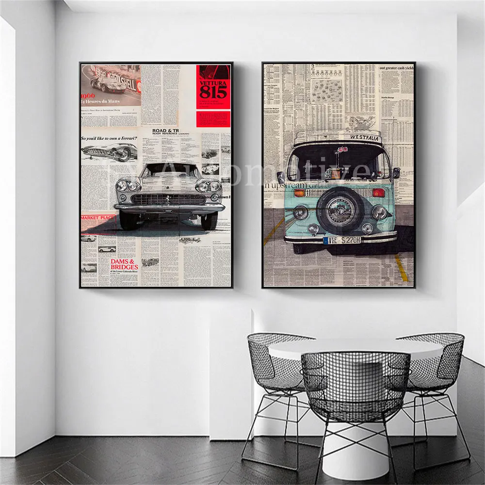 

Old Classic Car Poster Print On Canvas Painting Home Decor Wall Art Picture For Living Room Home Decoration Frameless