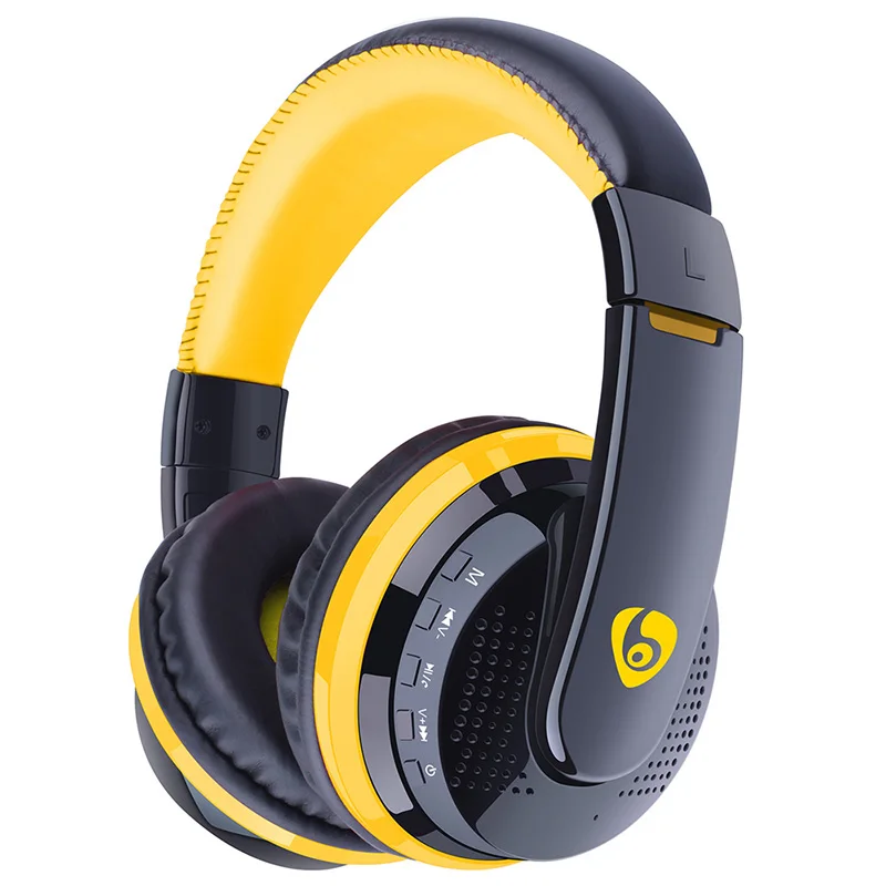 Yellow Над ухом Bluetooth наушники стерео Беспроводной наушники FM радио карты памяти MP3 плеер громкой связи С микрофоном - Цвет: Yellow