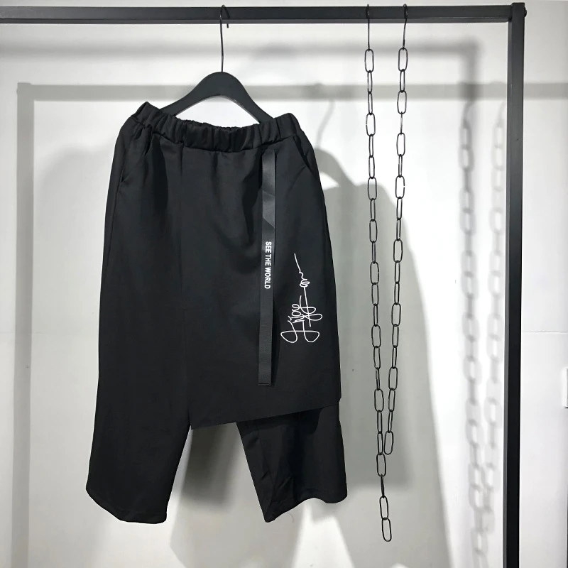 Мужские повседневные штаны шаровары Owen Seak черные брюки до щиколотки летние