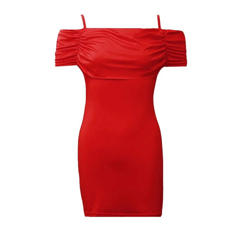 

Women Sexy Cold Shoulder Bodycon Dress Ladies Evening Party Mini Dress Spaghetti Strap Silk Short Sleeve Club Dress Vestidos