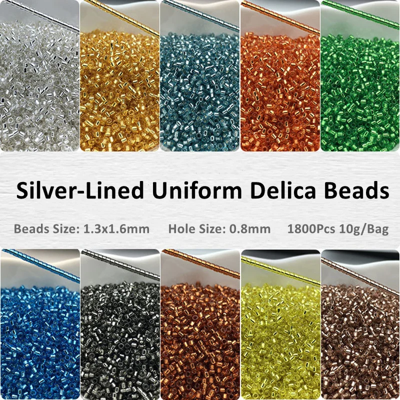 

1800Pcs 1.3x1.6mm 11/0 Japan Delica Beads 25 Silver-Lined Colors Uniform Glass Seedbeads For DIY Wedding Craft Garments Material