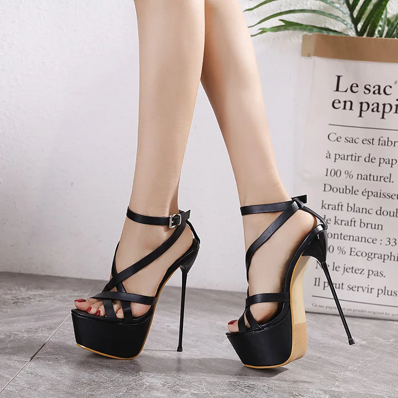 

[fvfv]Women Shoes Belt Buckle Sandals Woman 2021New Summer Fashion 13cm Sexy High Heels Model Catwalk Sandals Size 36-41 Slipper