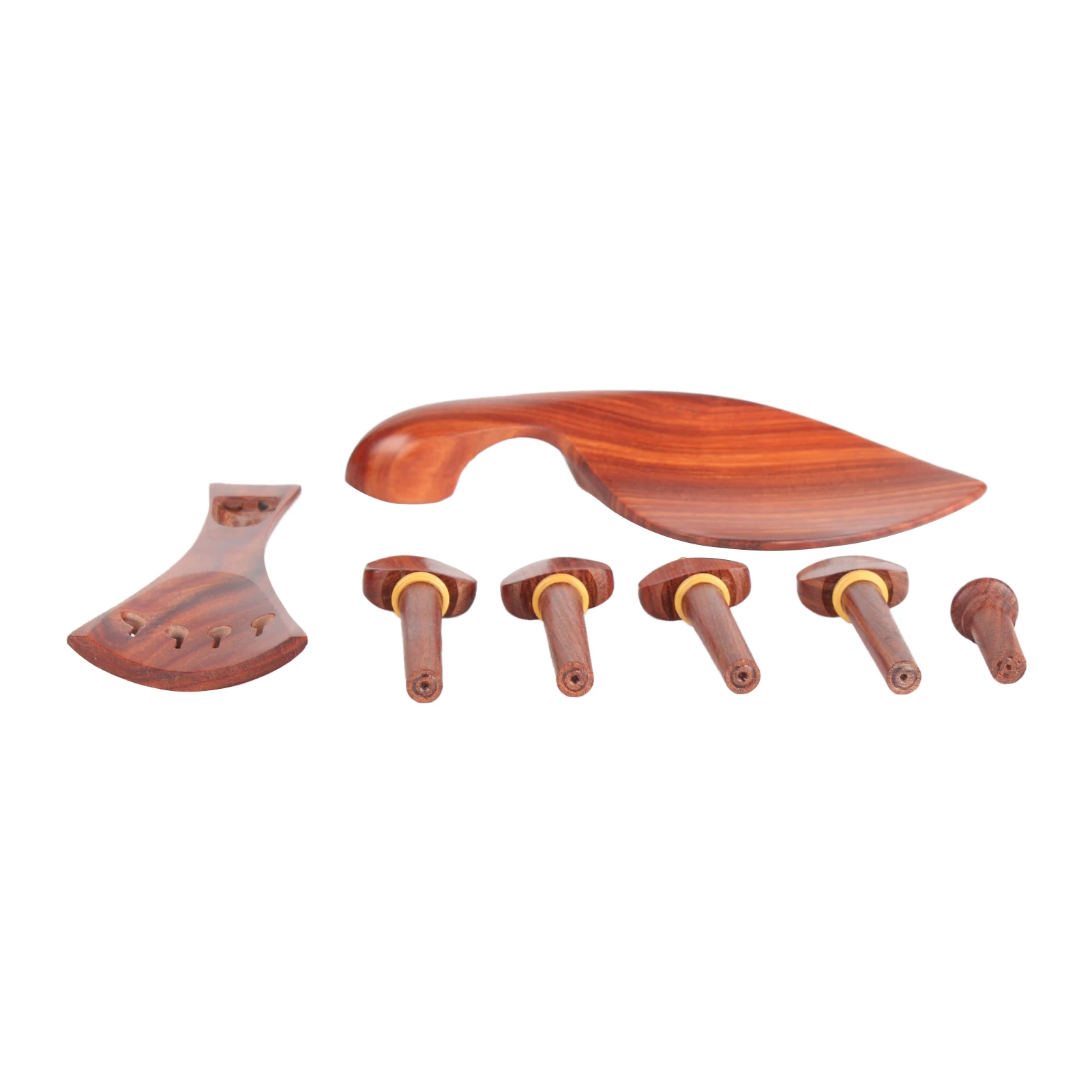 

7-Piece Redwood Violin Parts Set Includes 1 Tailpiece 4 Tuning Pegs 1 Chin Rest 1 Endpin Accessories for 4/4 Violin