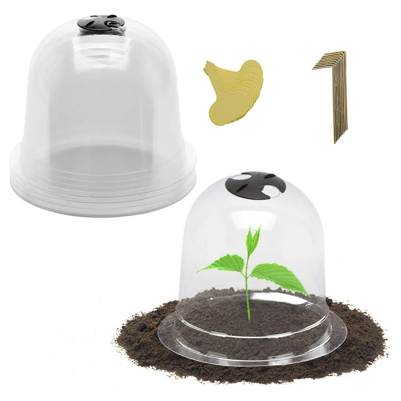 

6Pcs Reusable Plastic Mini Greenhouse, Garden Cloche Dome Plant Covers Frost Guard Freeze Protection for Plants Outdoors